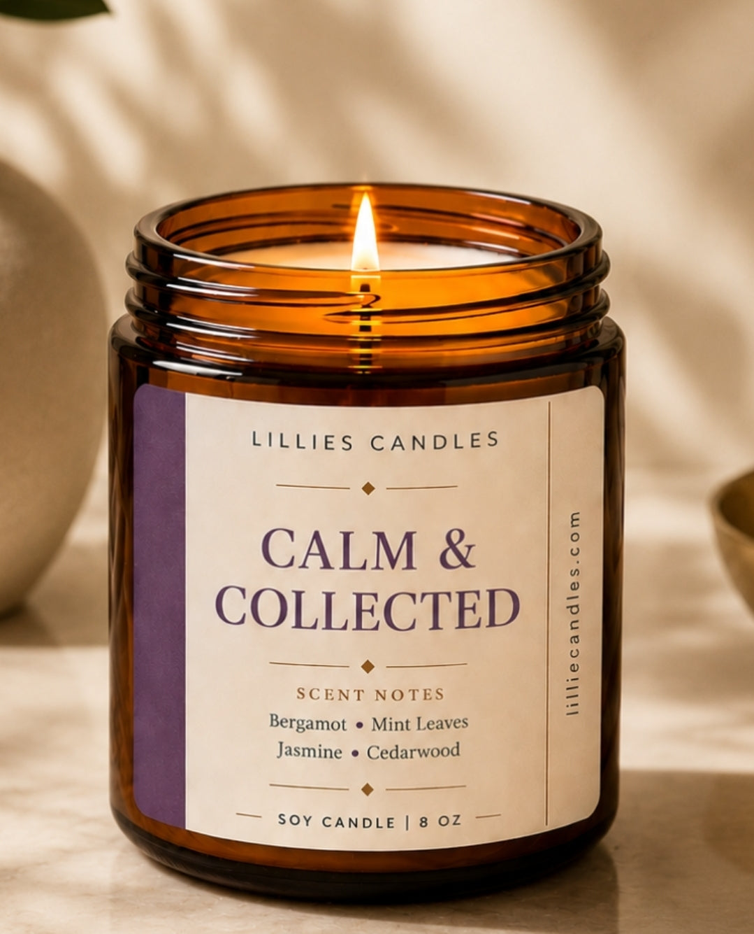Calm & Collected Soy Candle| Stress Relief Scent| Relaxing Fragrance
