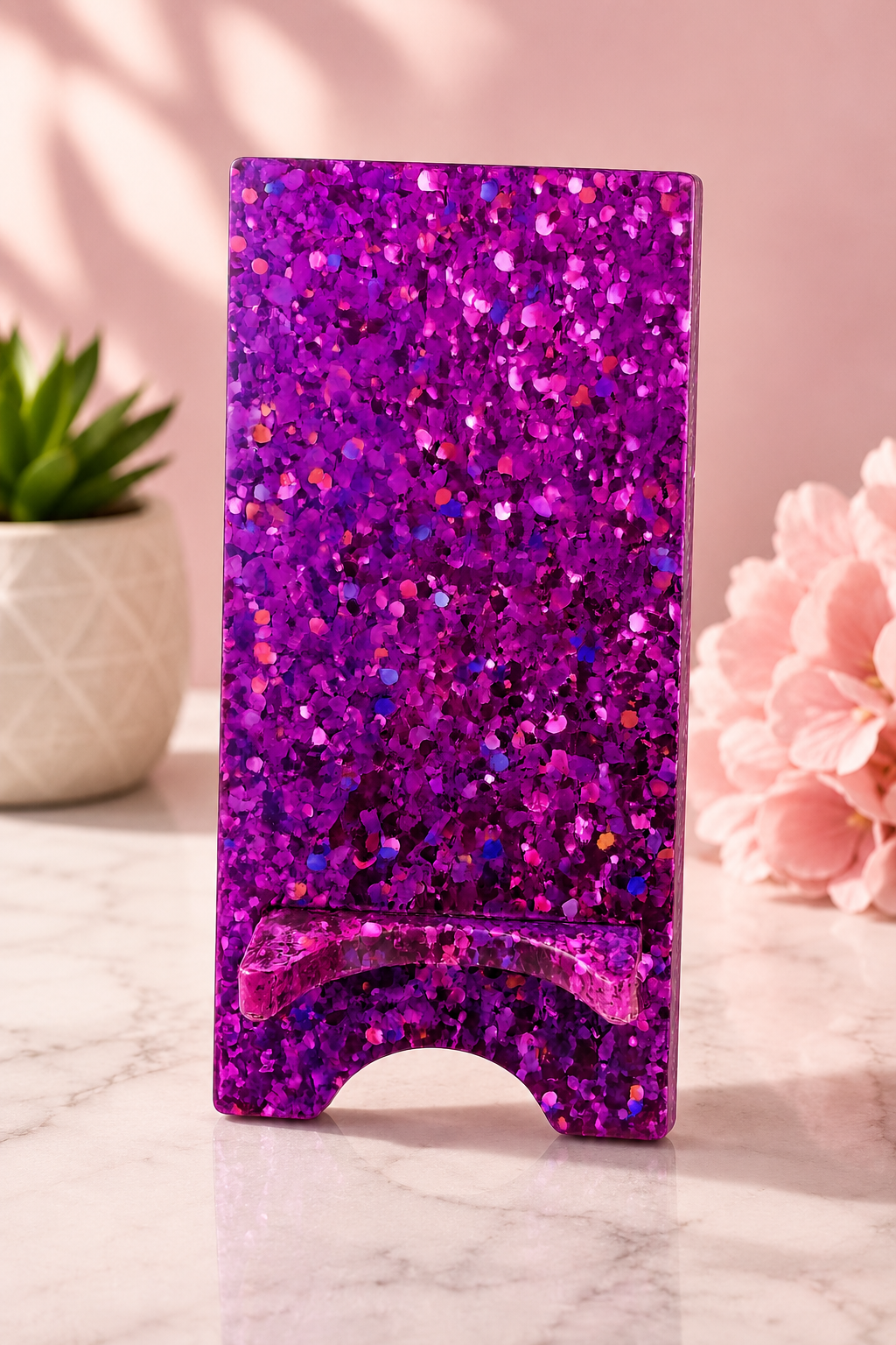 Purple resin phone stand| desk accessory|perfect gift| cell phone stand| Mobile device stand