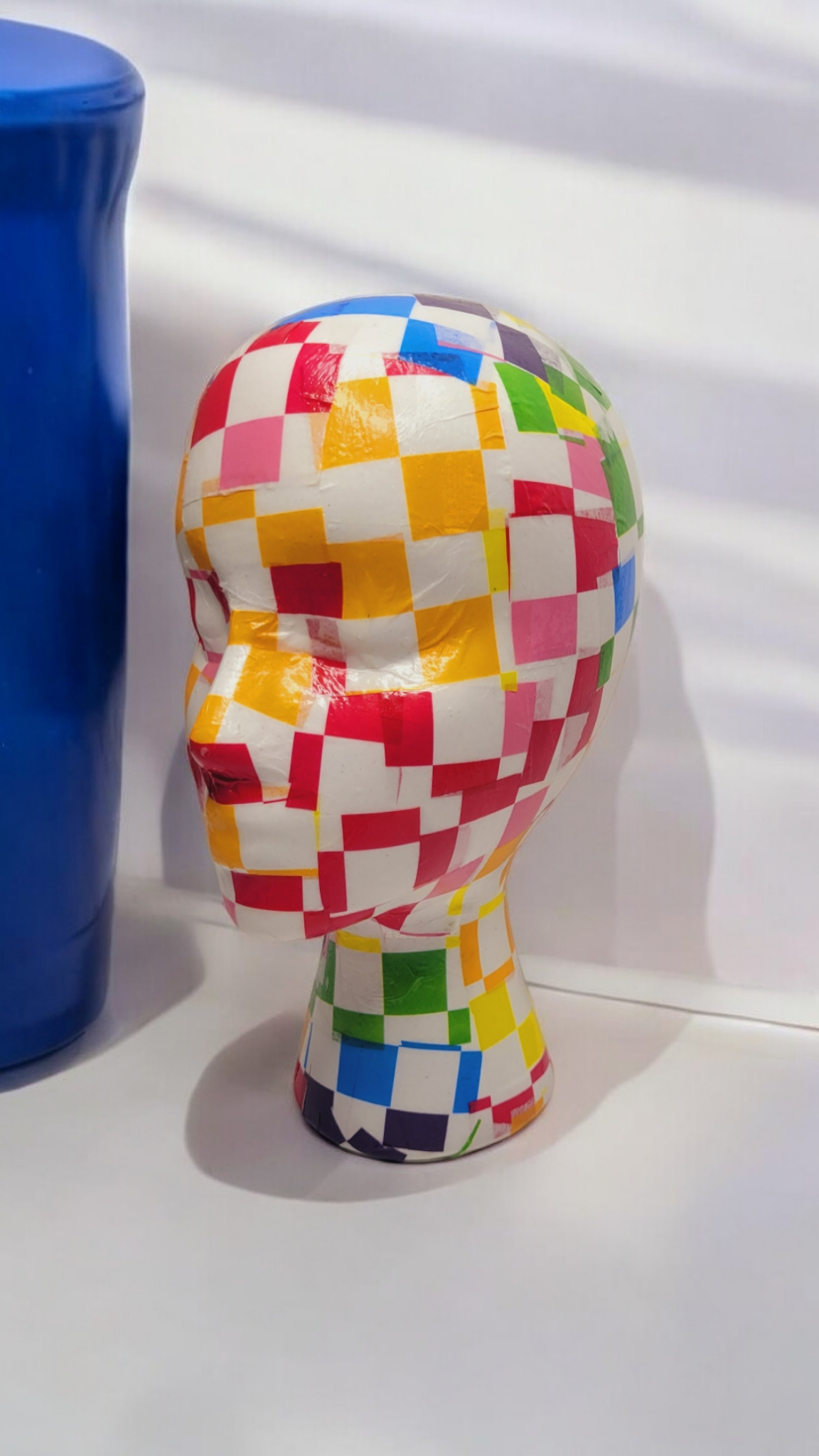 Checker Pattern Decoupage Mannequin Head