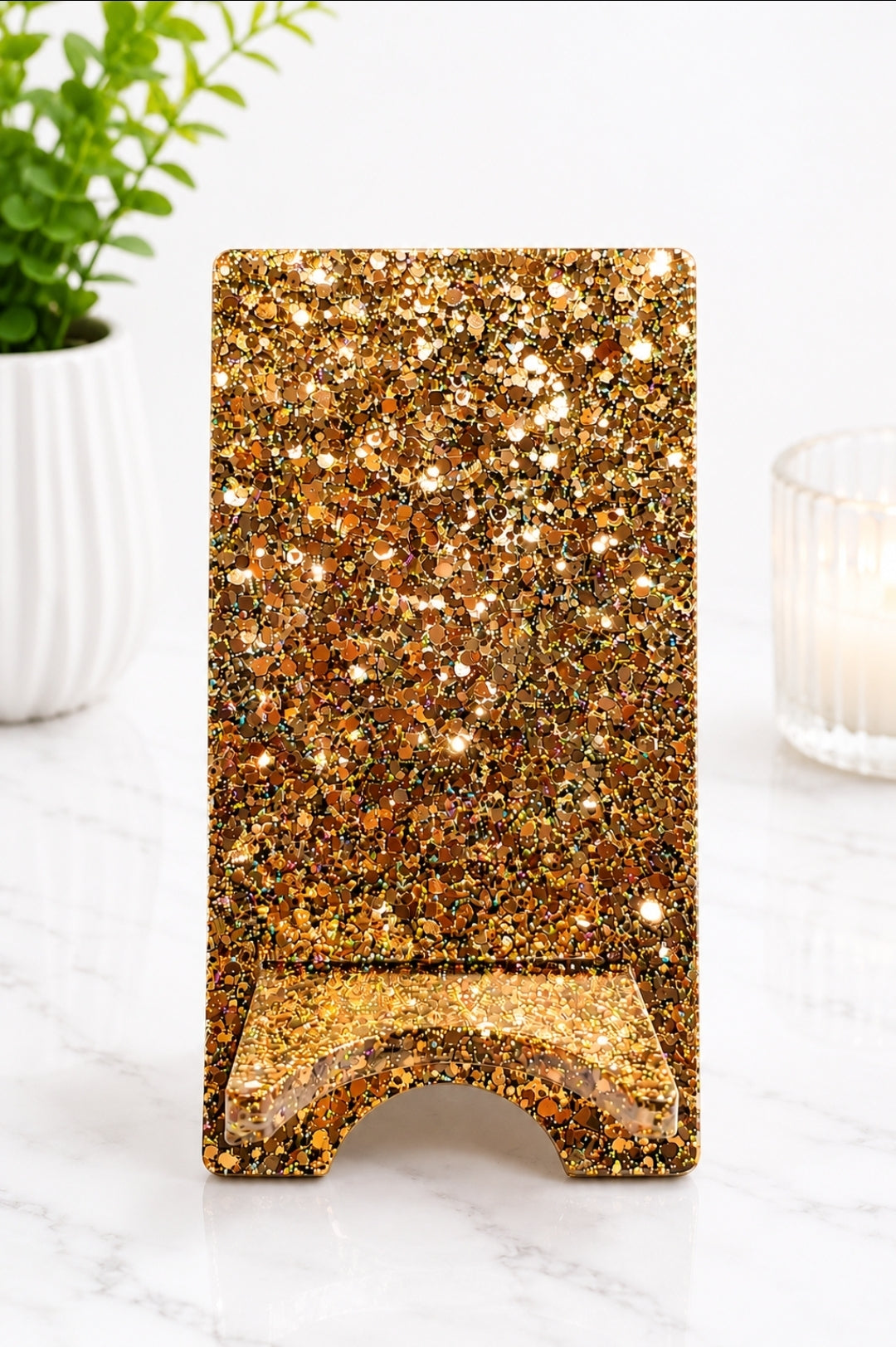 Golden Bronze cell phone holder| Desk Accessory| Mobile device holder