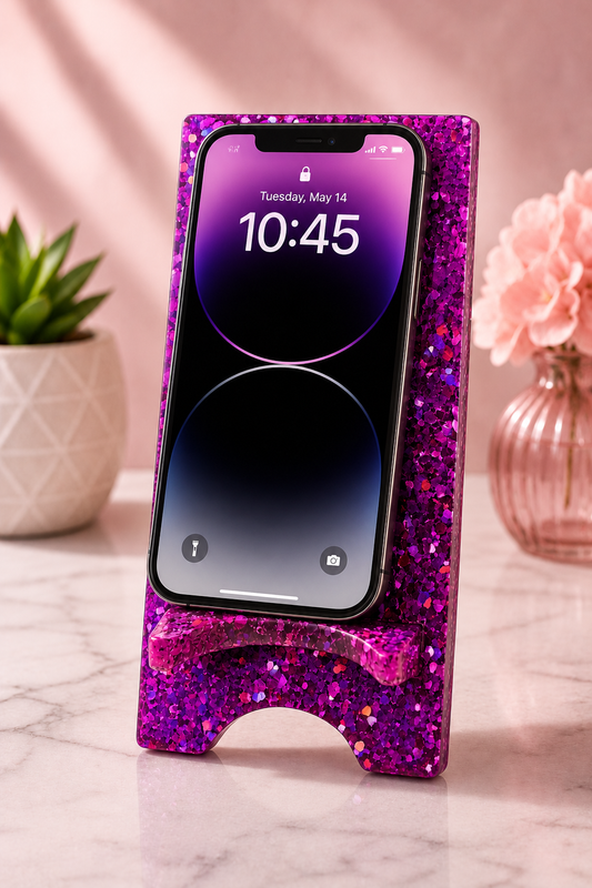 Purple resin phone stand| desk accessory|perfect gift| cell phone stand| Mobile device stand