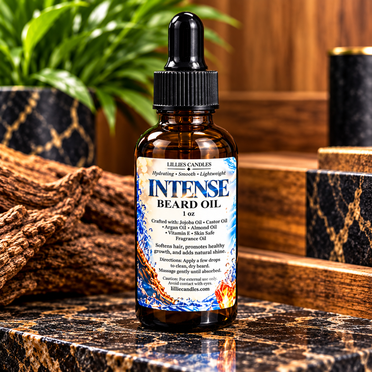 Intense Men Beard Oil| Sandalwood Scent| Beard Grooming| Natural Shine & Softness| 1oz