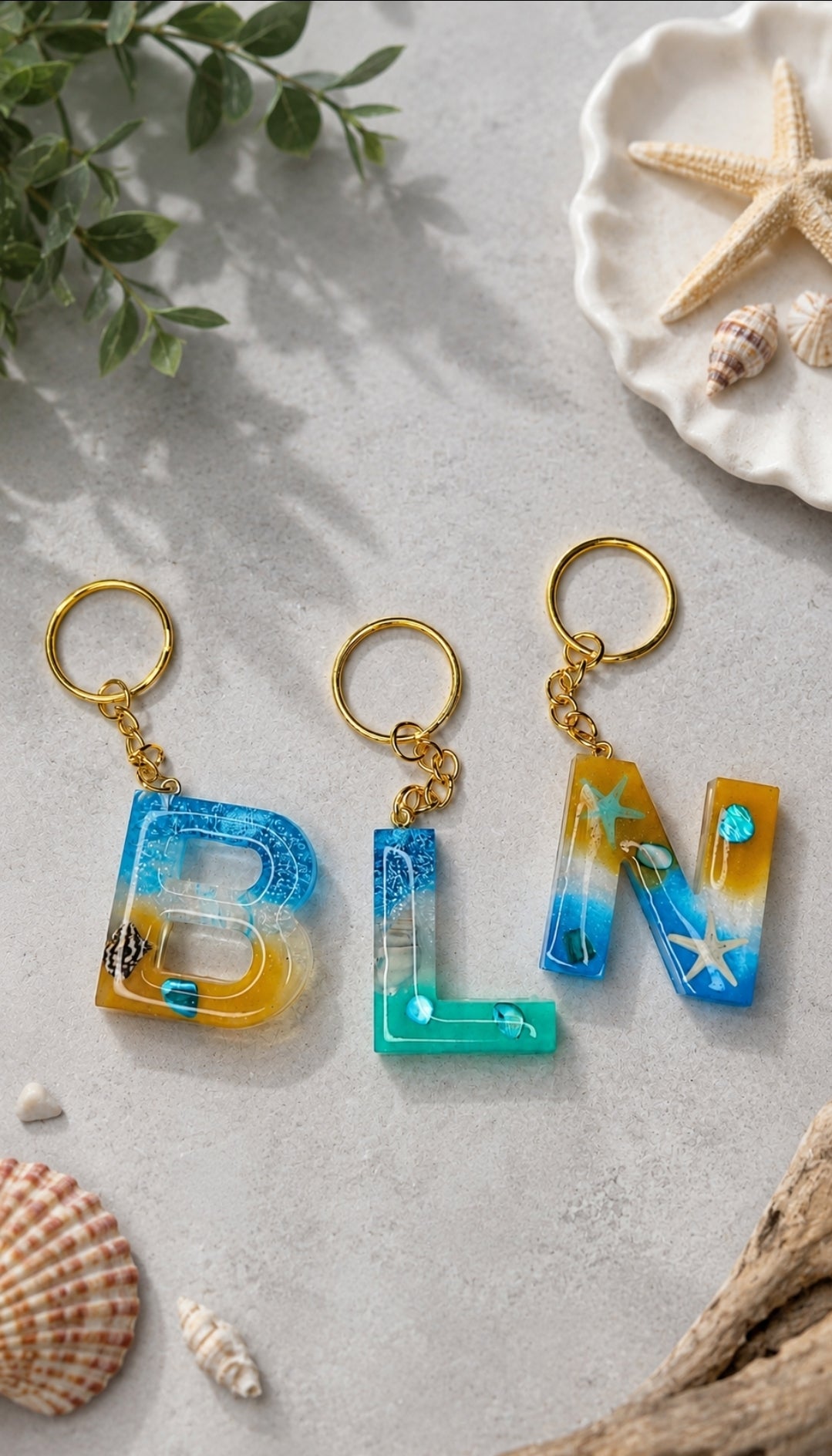Beach letter Keychain