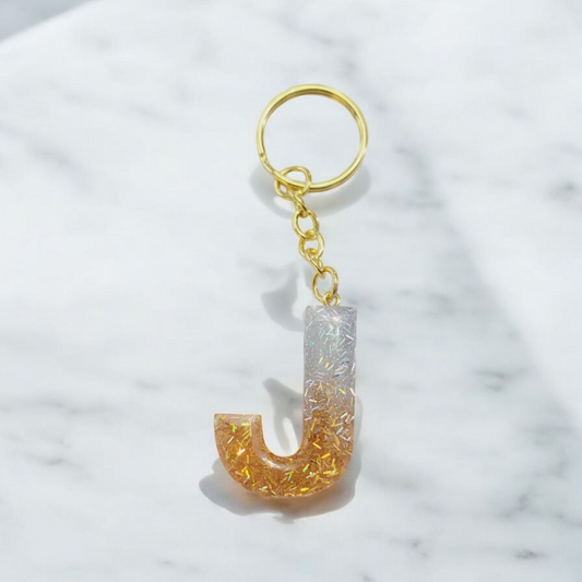 Silver & gold strand letter Keychain