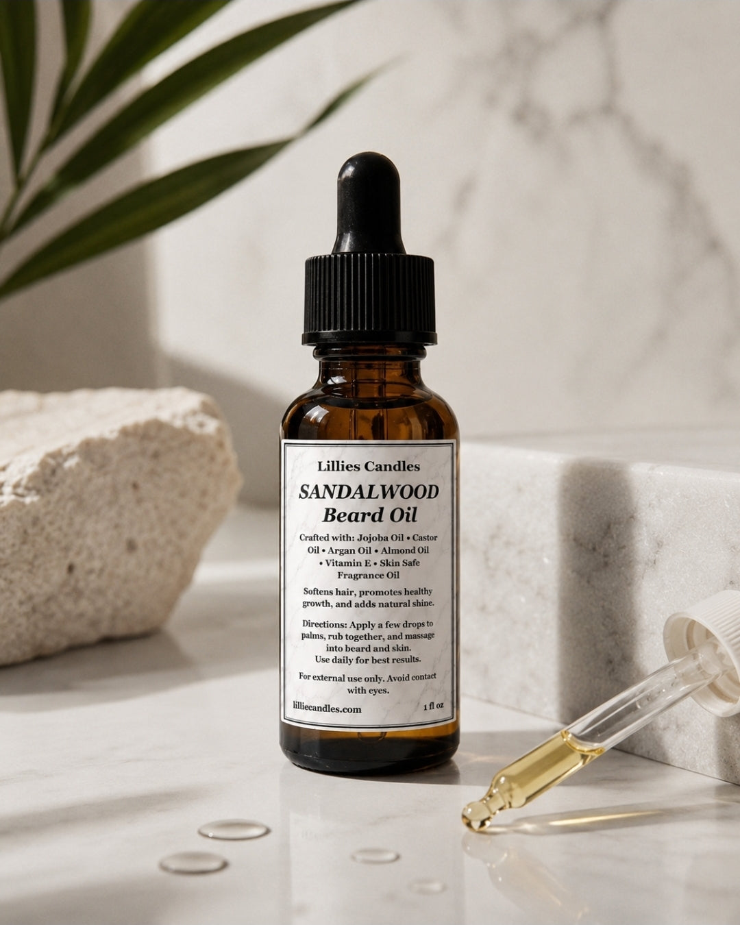 Men Beard Oil | Sandalwood Scent| Beard Grooming |Natural Shine & Softness, 1oz