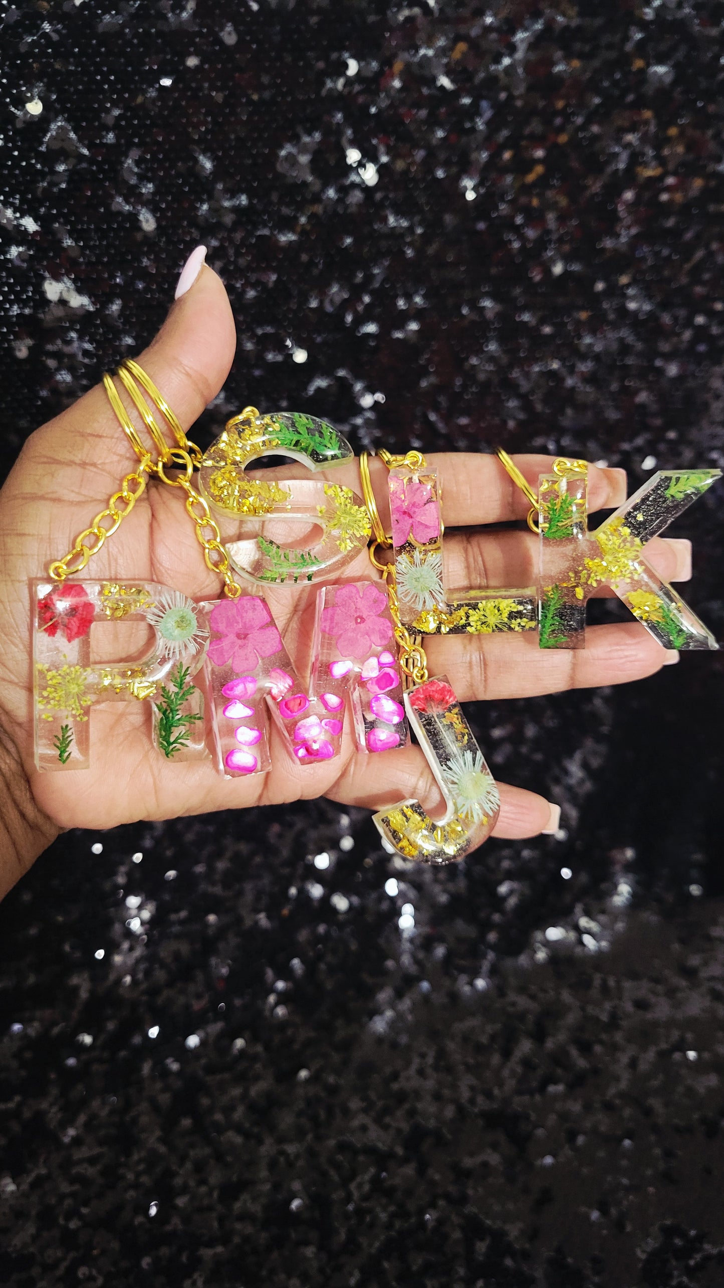Flower Letter Keychains