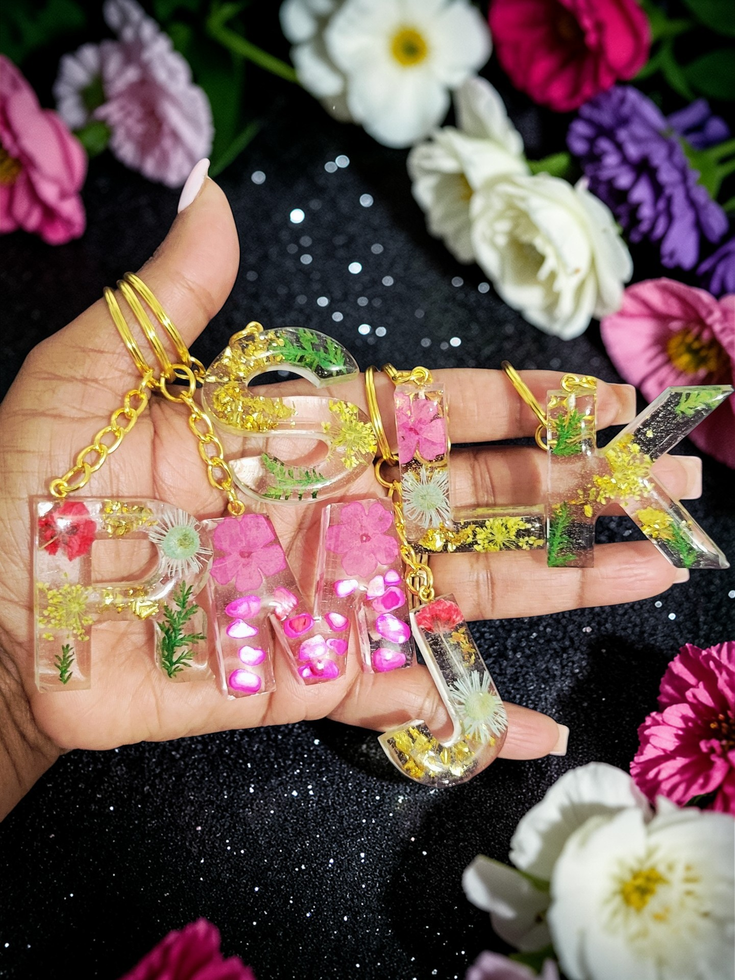 Flower Letter Keychains