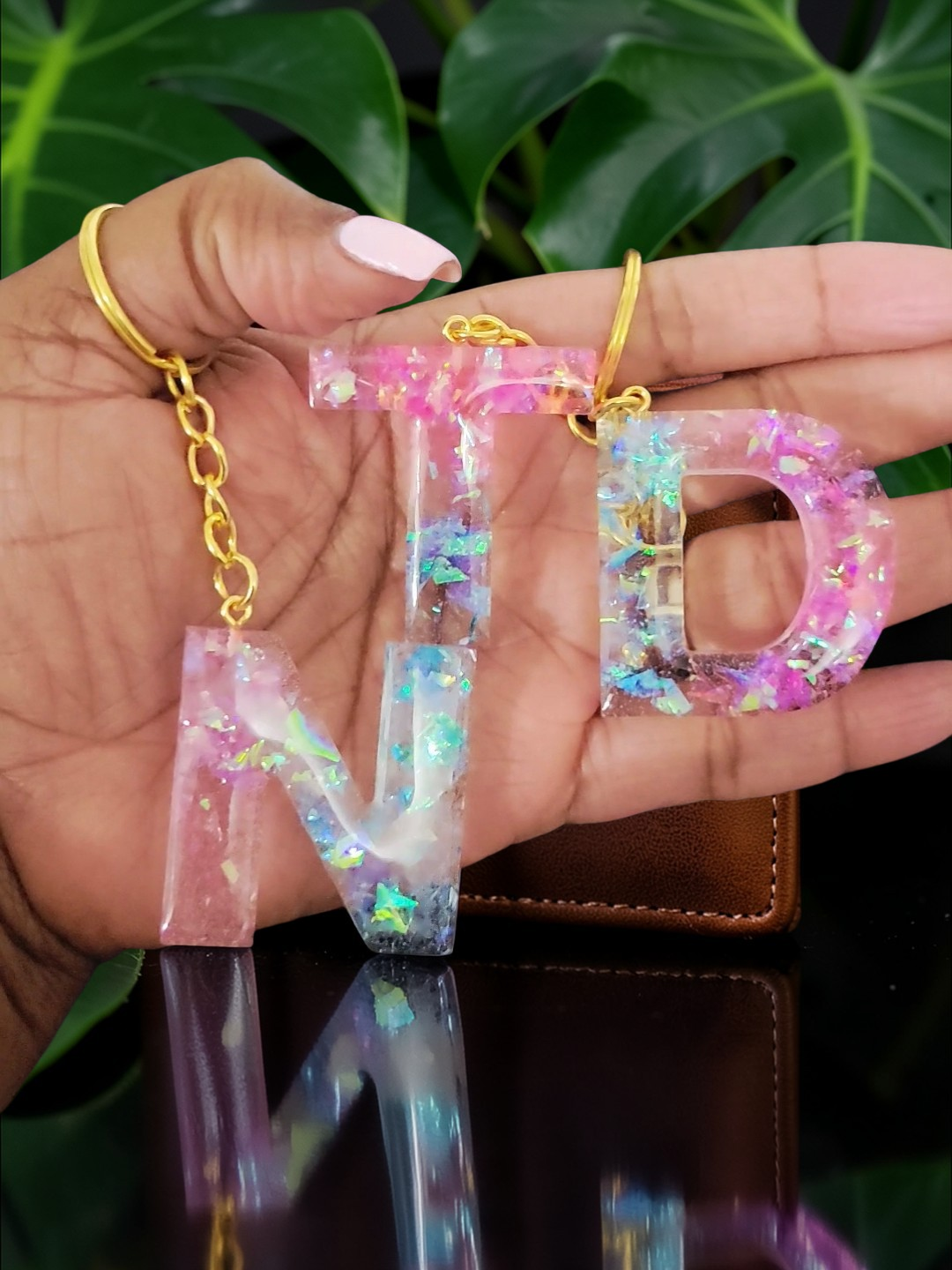 Pink & Blue letter Keychain