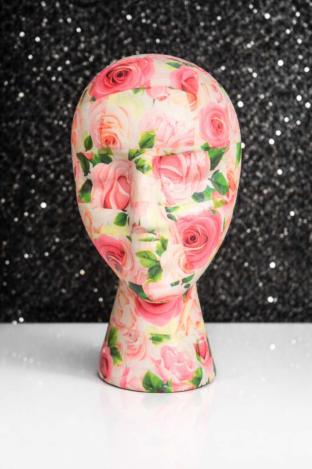 Rose Pattern Decoupage Mannequin Head