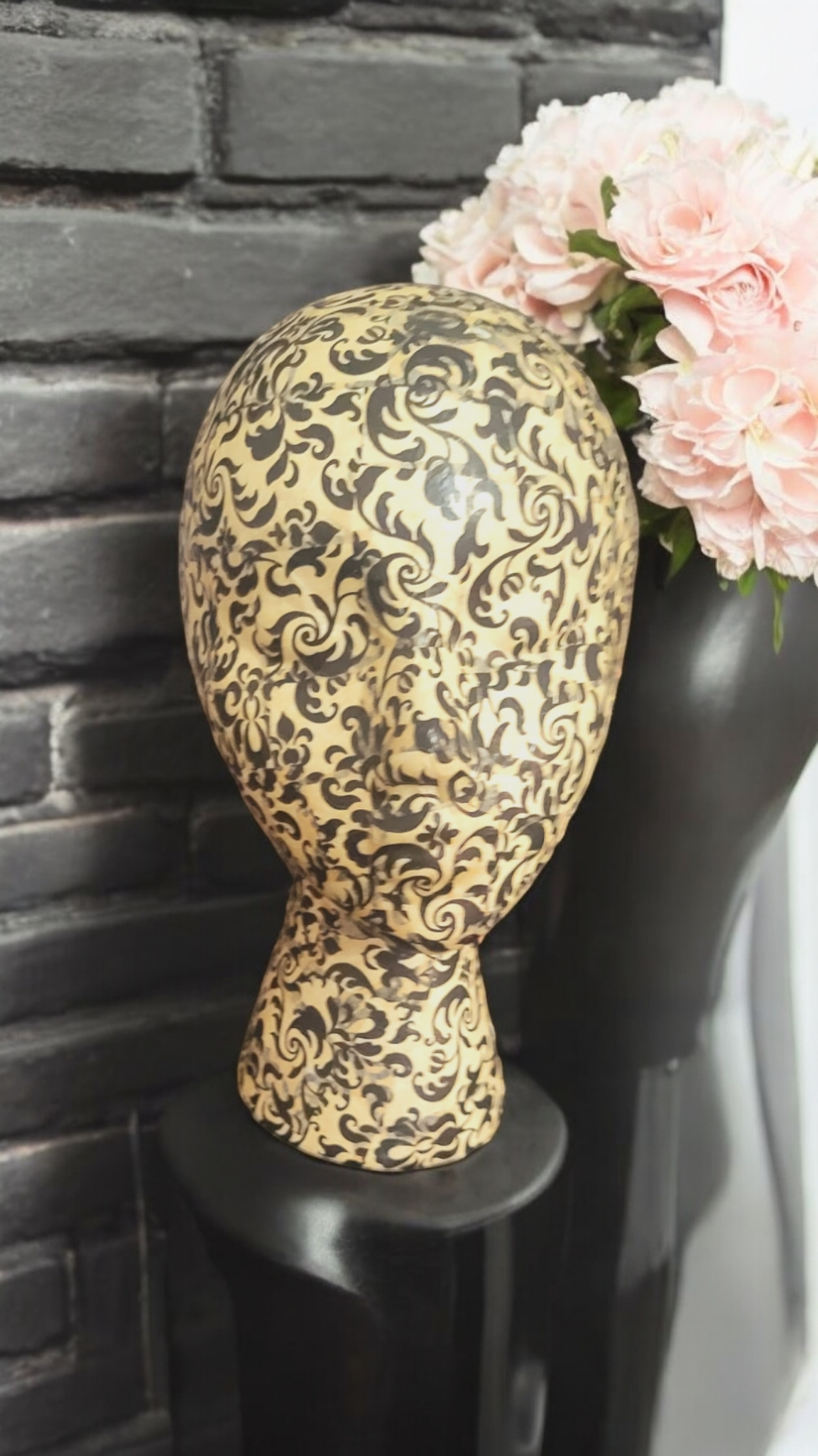 Vintage Pattern Decoupage Mannequin Head