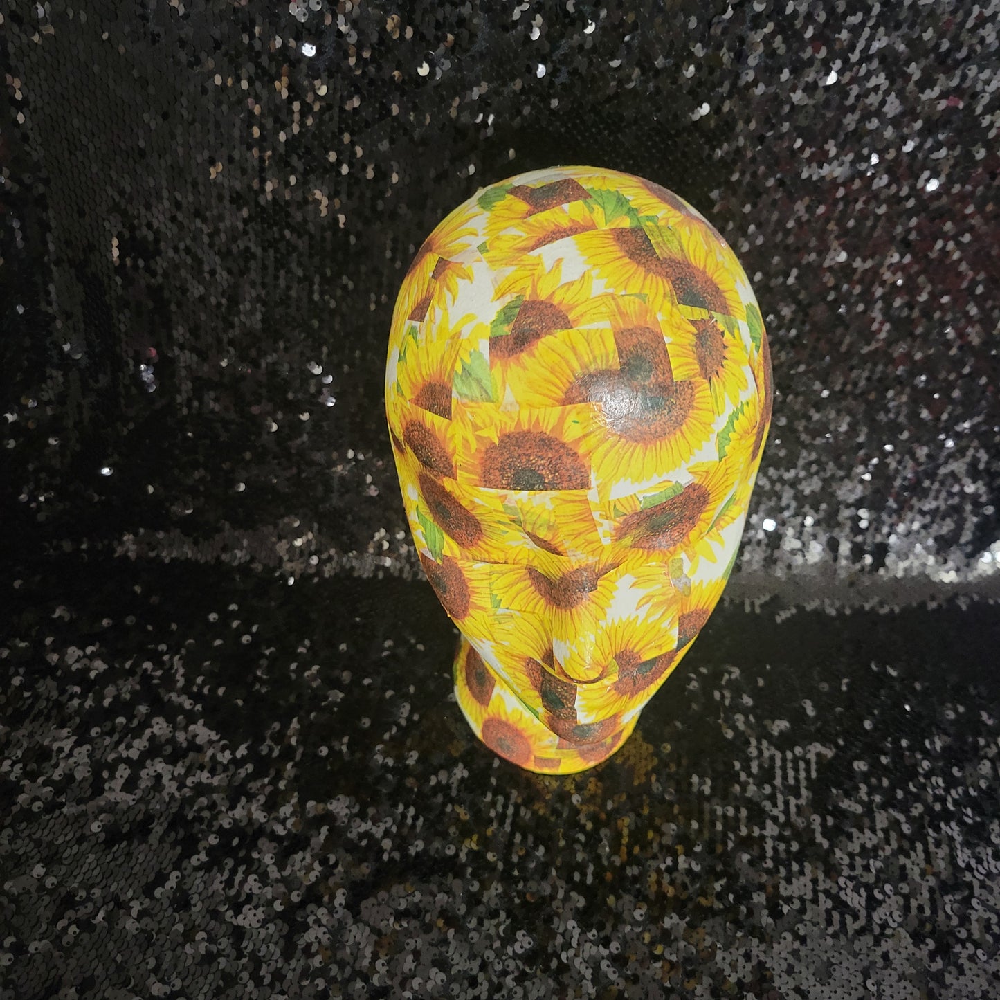 Sunflower Pattern Decoupage Mannequin Head