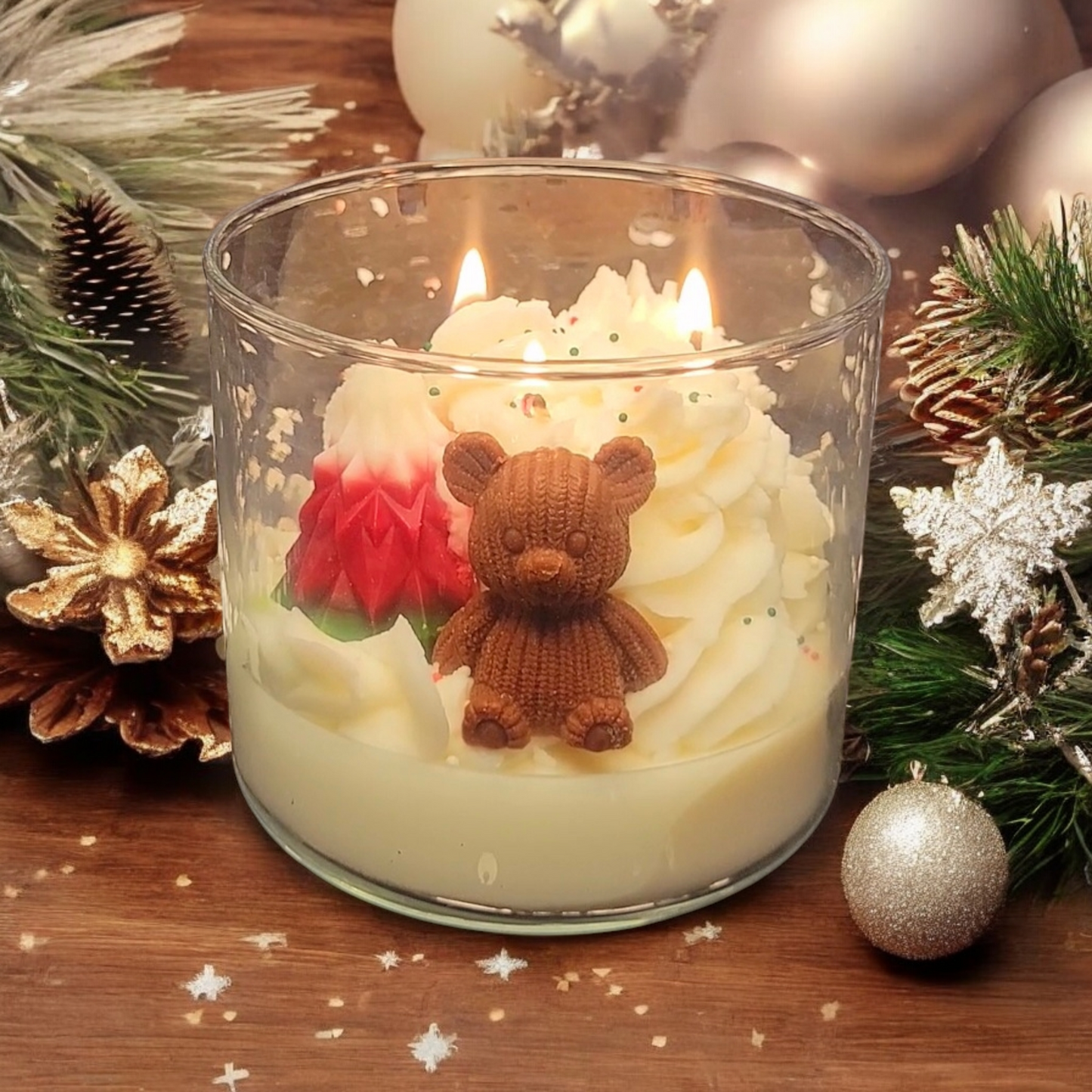 Cozy Bear Christmas Candle