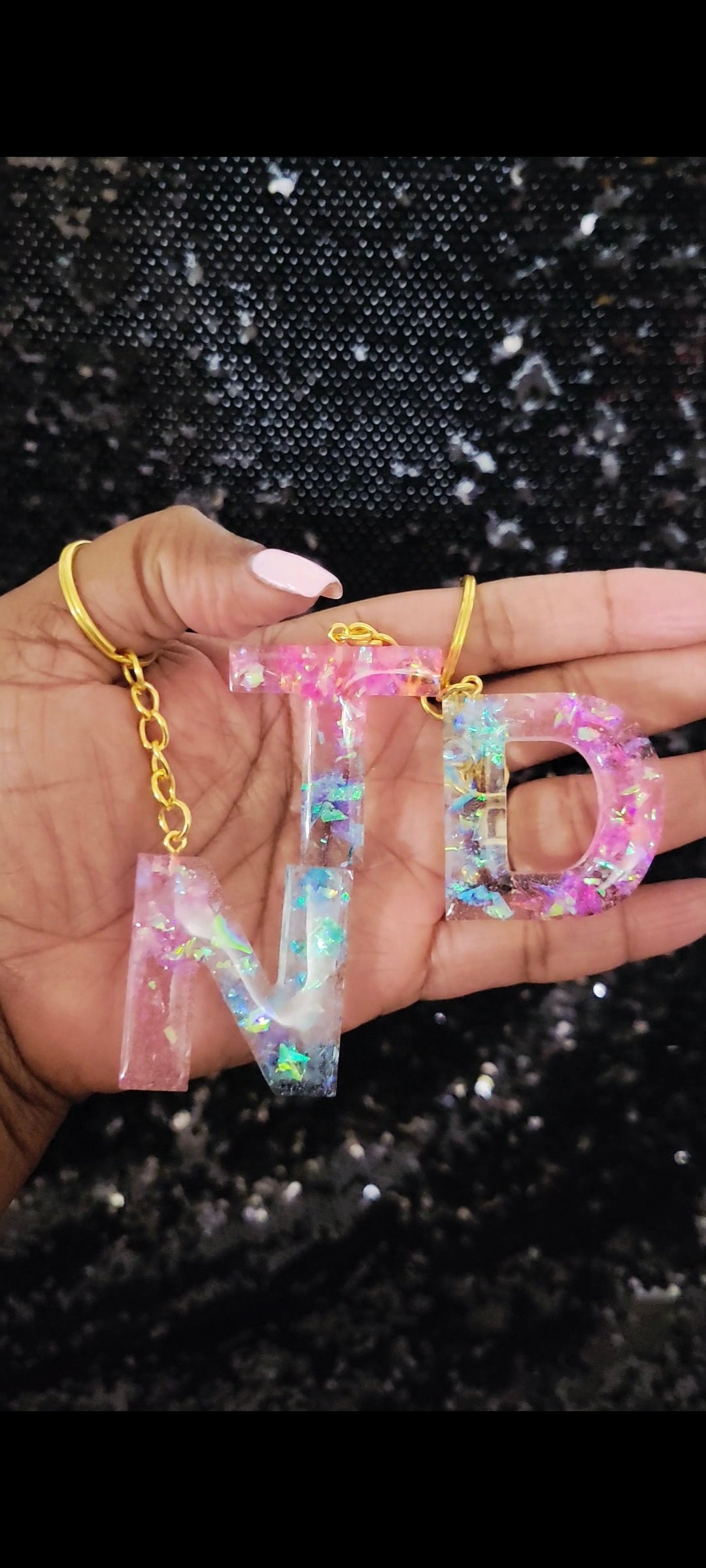 Pink & Blue letter Keychain