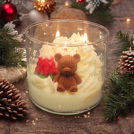 Cozy Bear Christmas Candle