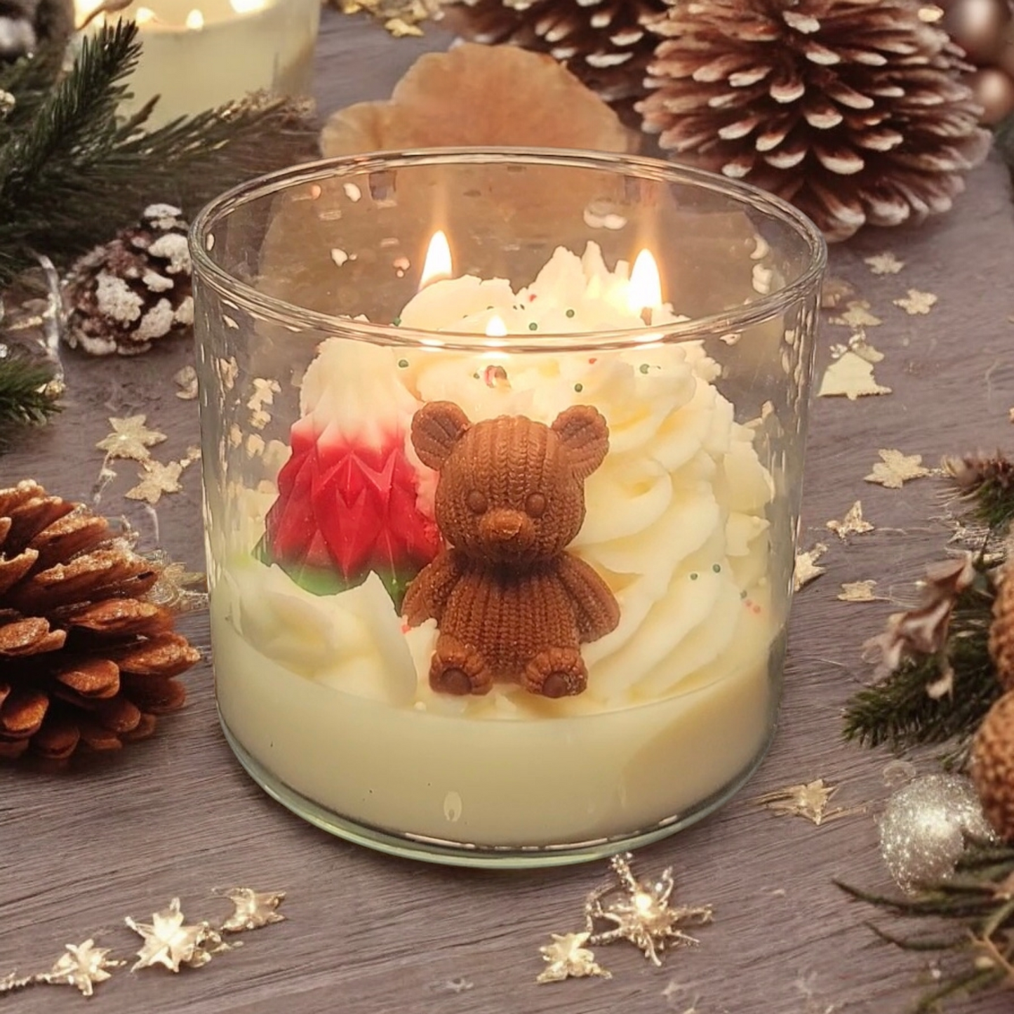 Cozy Bear Christmas Candle