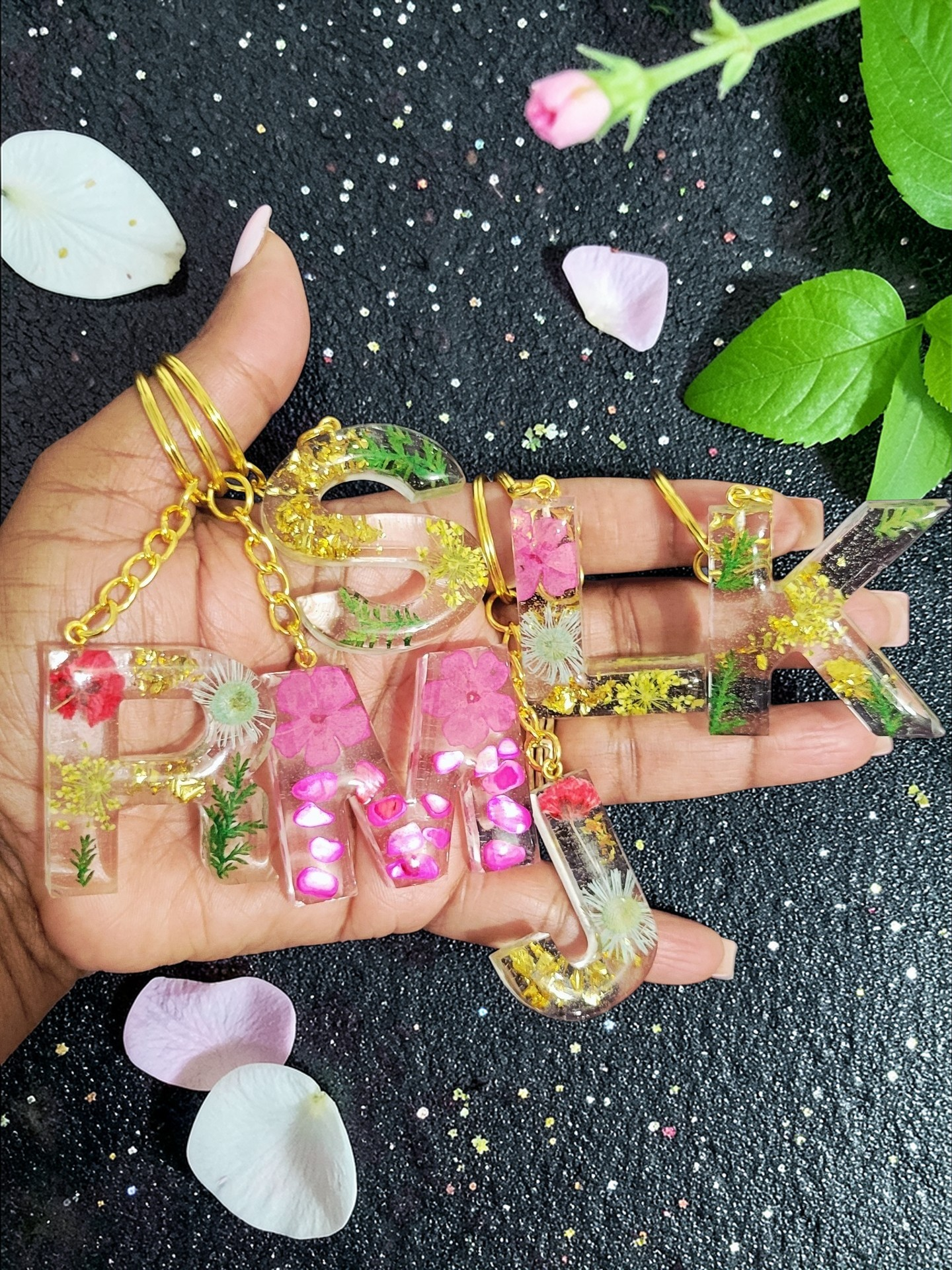 Flower Letter Keychains