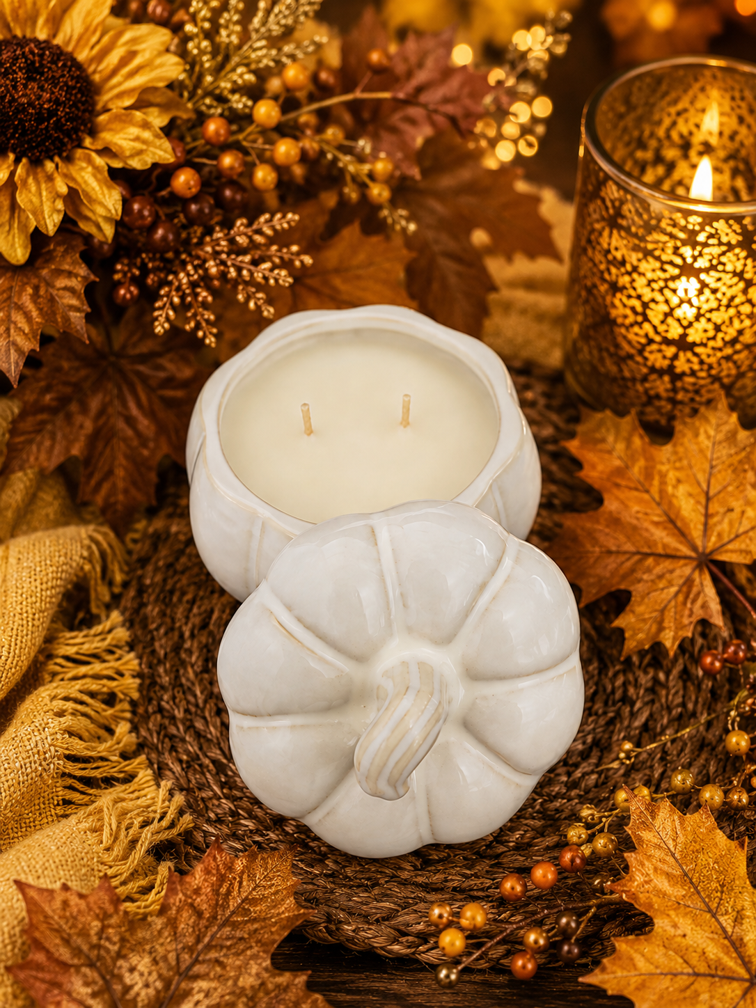 Spice Latte Scented Pumpkin Jar Candle