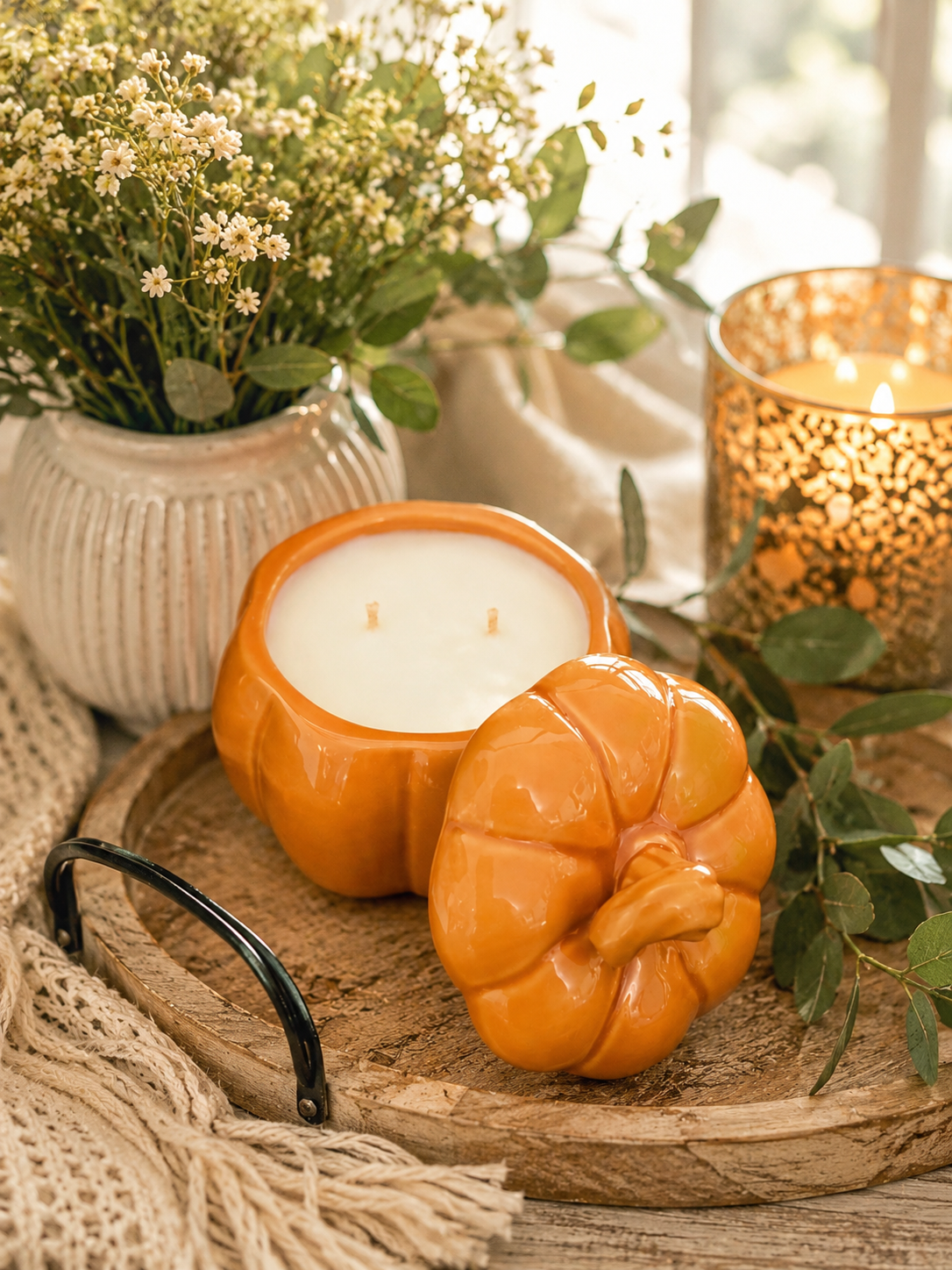Pumpkin Crunch Scented Pumpkin Jar Candle