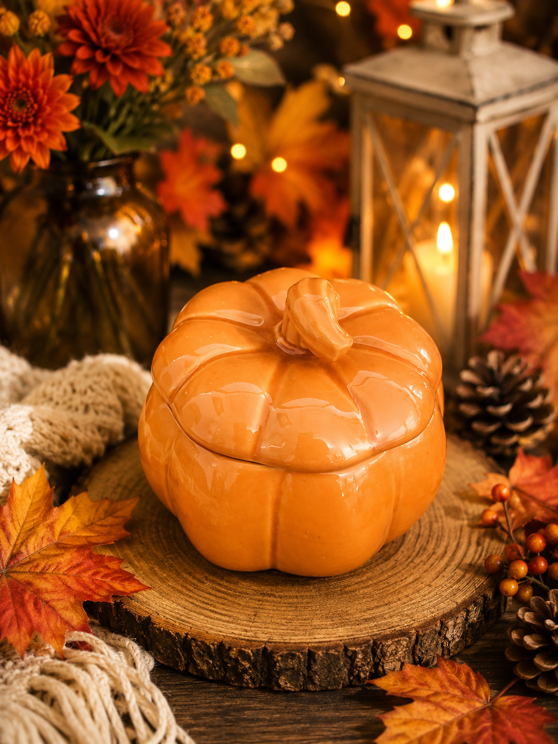 Pumpkin Crunch Scented Pumpkin Jar Candle