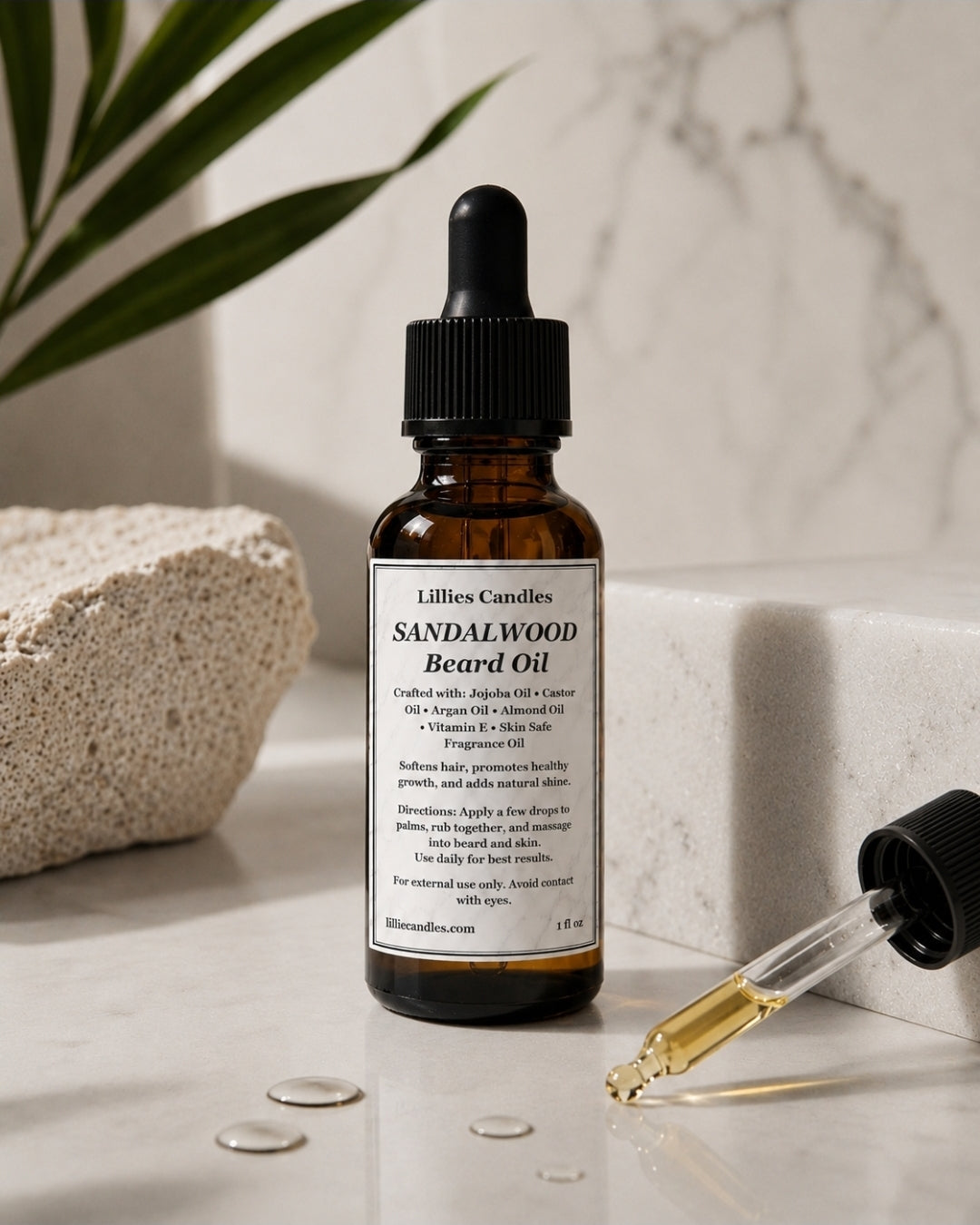 Men Beard Oil | Sandalwood Scent| Beard Grooming |Natural Shine & Softness, 1oz