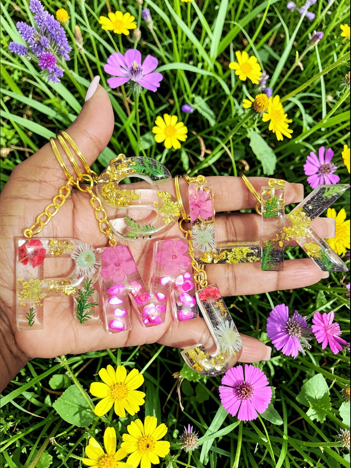 Flower Letter Keychains
