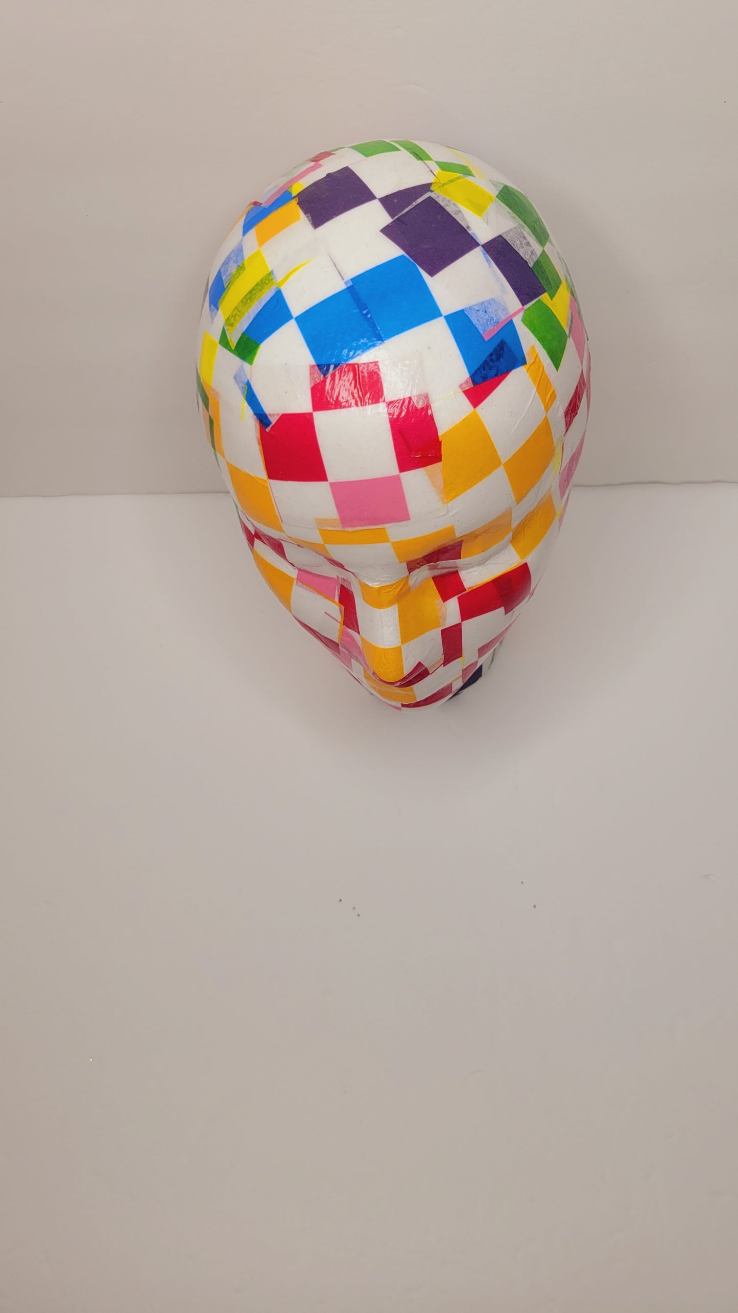 Checker Pattern Decoupage Mannequin Head