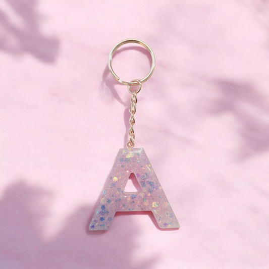 Pink glitter letter Keychain